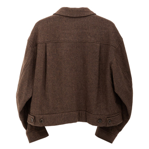 Amomento Padded Crop Wool jacket Brown AM24FWM02JK Degli Uberti